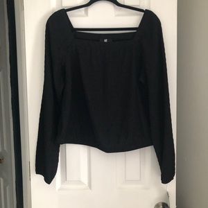 Square neck long sleeve top